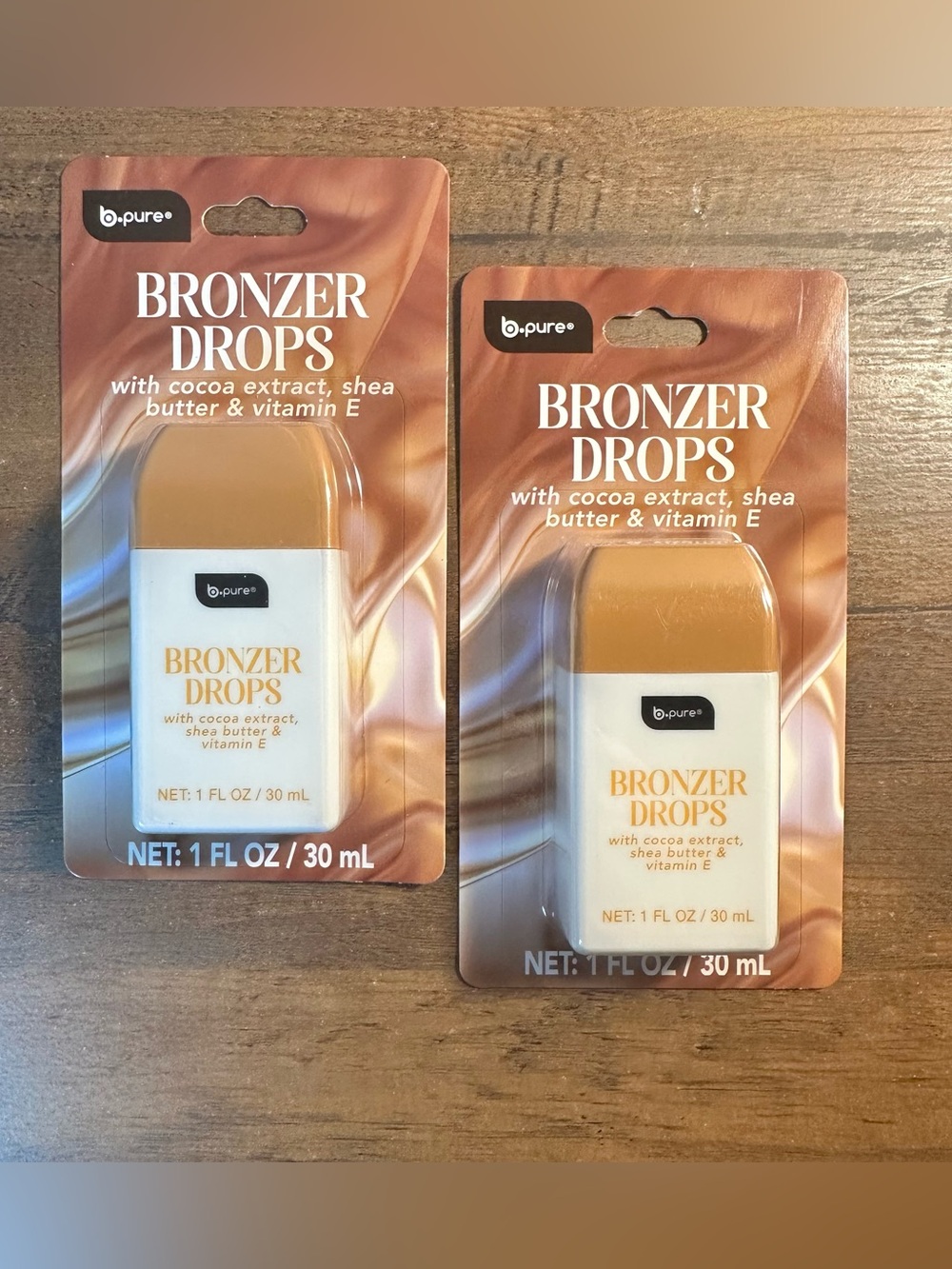 B.Pure 2 Pk Bronzer Drops w Cocoa Extract Shea Butter & Vitamin E NEW